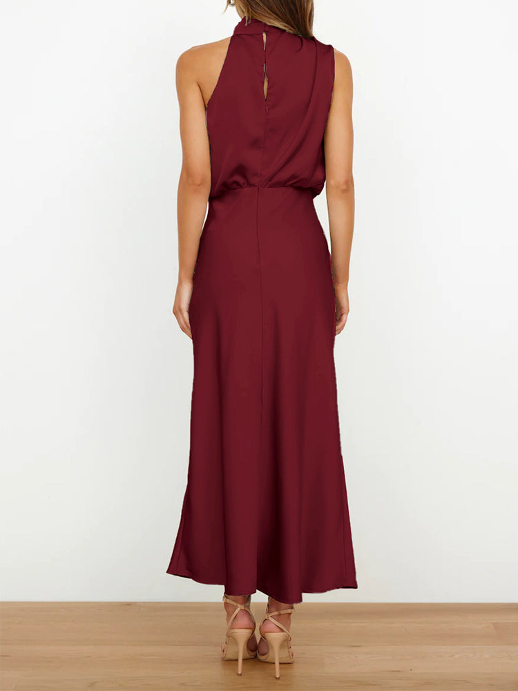 Sleeveless Satin Elegant Maxi Dress