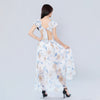 V-neck Ruffle Sleeves Backless Printed Dress