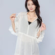 V-neck Long Sleeve Drawstring Waist-cinching Dress