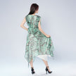 V-neck Waist-cinching Ruffle Design Irregular Hem Dress