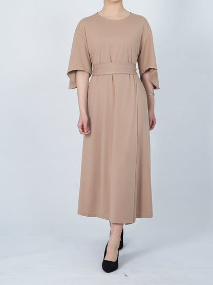 Elegant Solid Color Bat Sleeve Dress