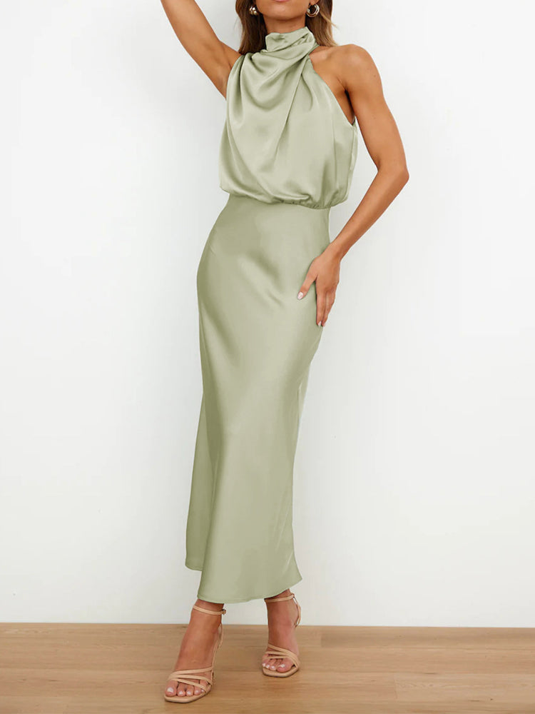 Sleeveless Satin Elegant Maxi Dress