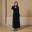 V-neck Long Sleeve Split Maxi Dress with Belt