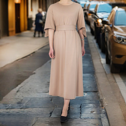 Elegant Solid Color Bat Sleeve Dress