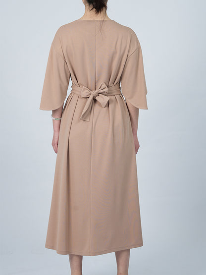 Elegant Solid Color Bat Sleeve Dress