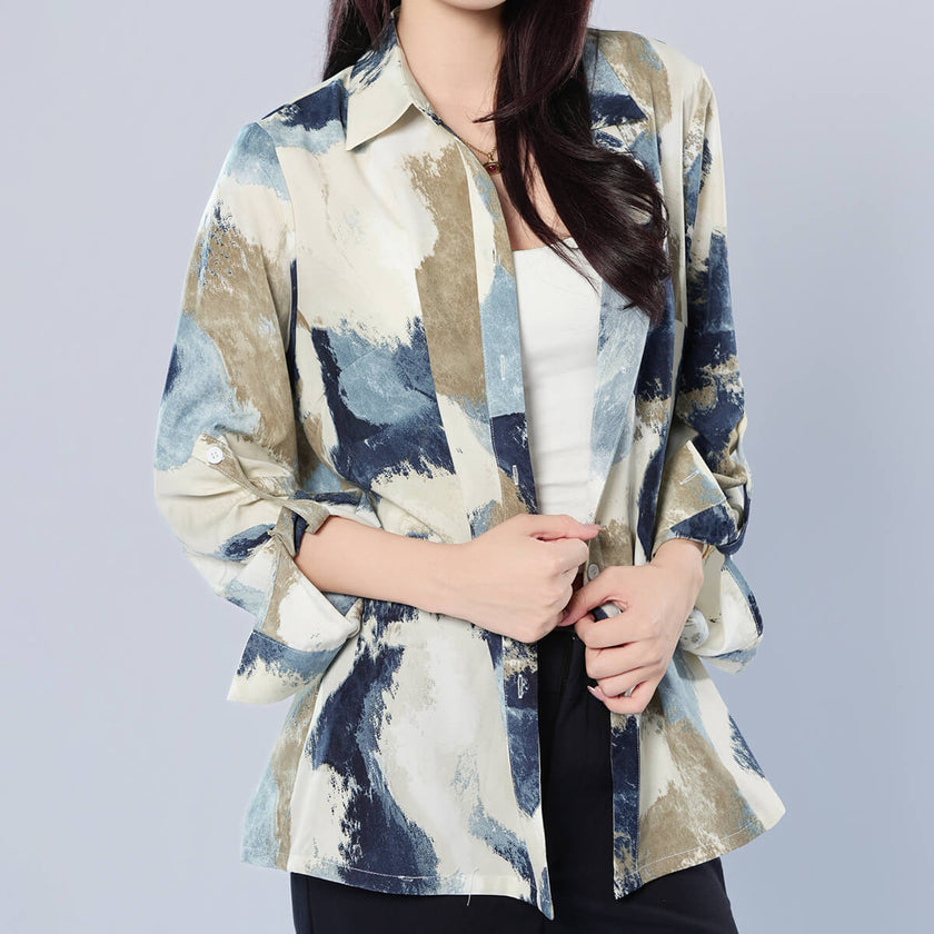 Lapel Long Sleeve Printed Shirt