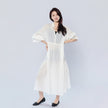 V-neck Long Sleeve Drawstring Waist-cinching Dress