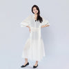 V-neck Long Sleeve Drawstring Waist-cinching Dress