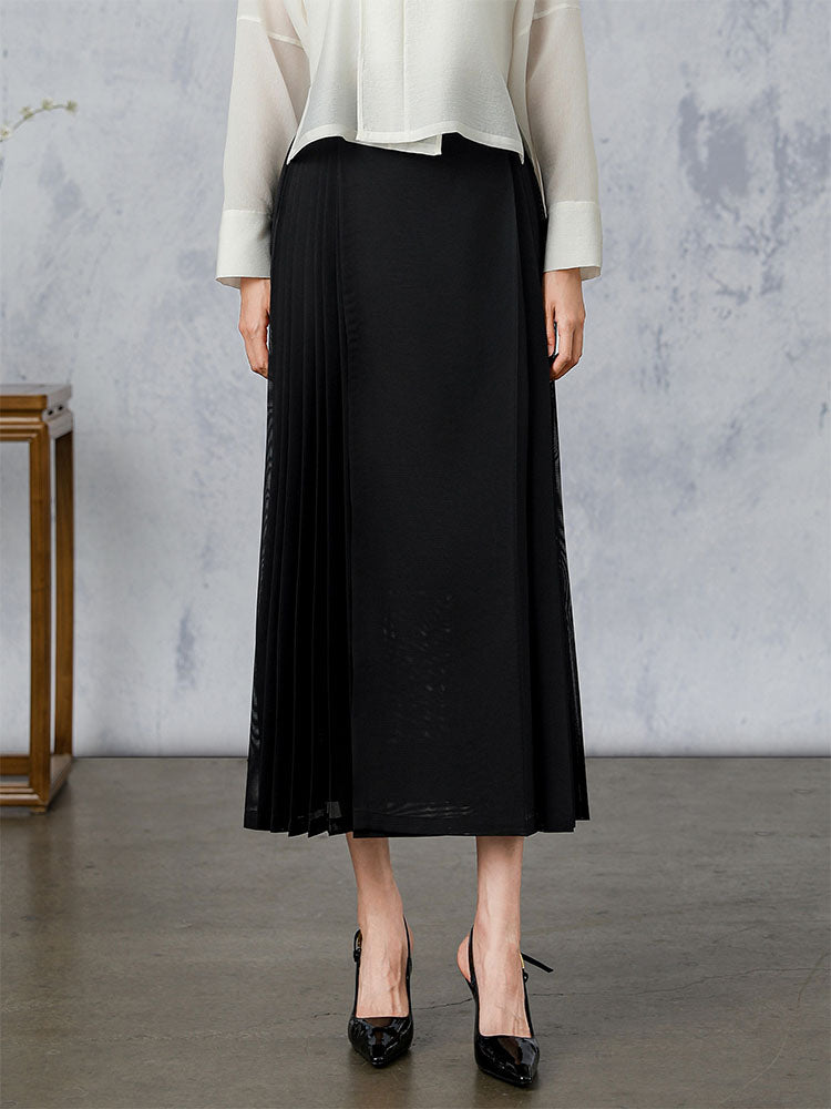 AnXiang_High-waist_Pleated_Horse_Face_Skirt_1