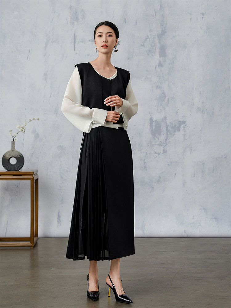 AnXiang_High-waist_Pleated_Horse_Face_Skirt_3