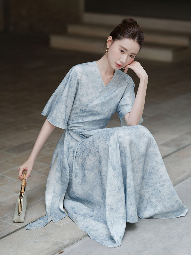 Cross_Collar_Tie_Waist-cinching_Jacquard_Flowy_Maxi_Dress_6