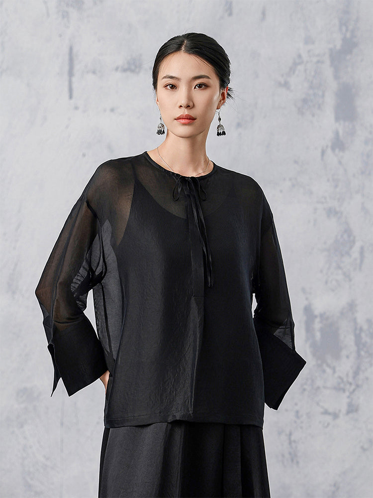 DanMoQingYan_Long_Sleeve_Pleated_Two-Piece_Top_1