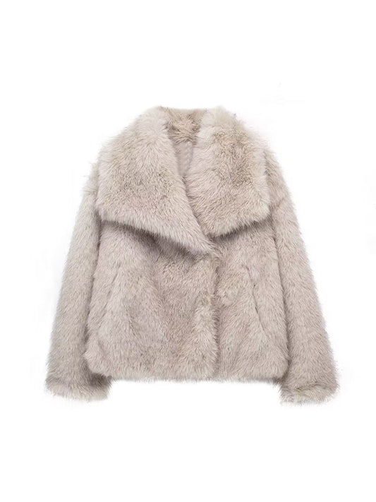 Faux Fox Lapel Short Coat