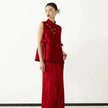 Flower Decoration Sleeveless Top And Spaghetti Straps Set Wedding Dress Set 5