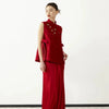 Flower Decoration Sleeveless Top And Spaghetti Straps Set Wedding Dress Set 5