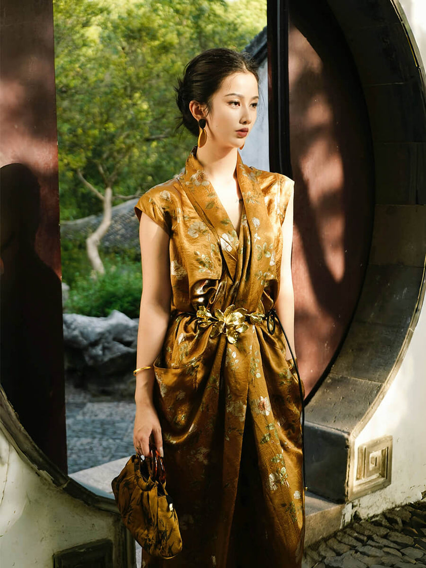 Gilded_Flower_Belt_Floral_Midi_Dress_4