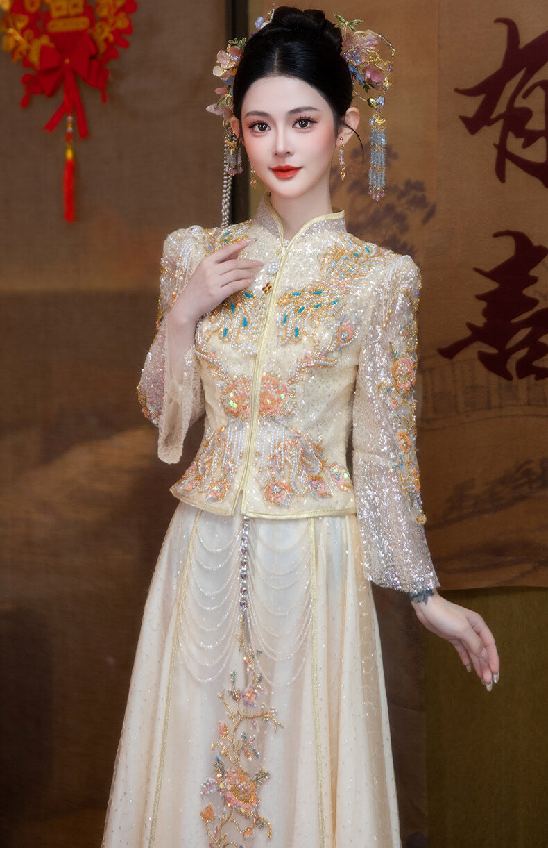 Gold_Embroidered_Sequined_Xiuhe_Chinese_Wedding_Dress_4