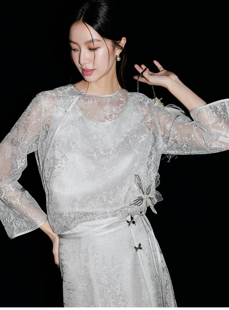 Hollow Lace Suspender Top Double-layer Skirt 8