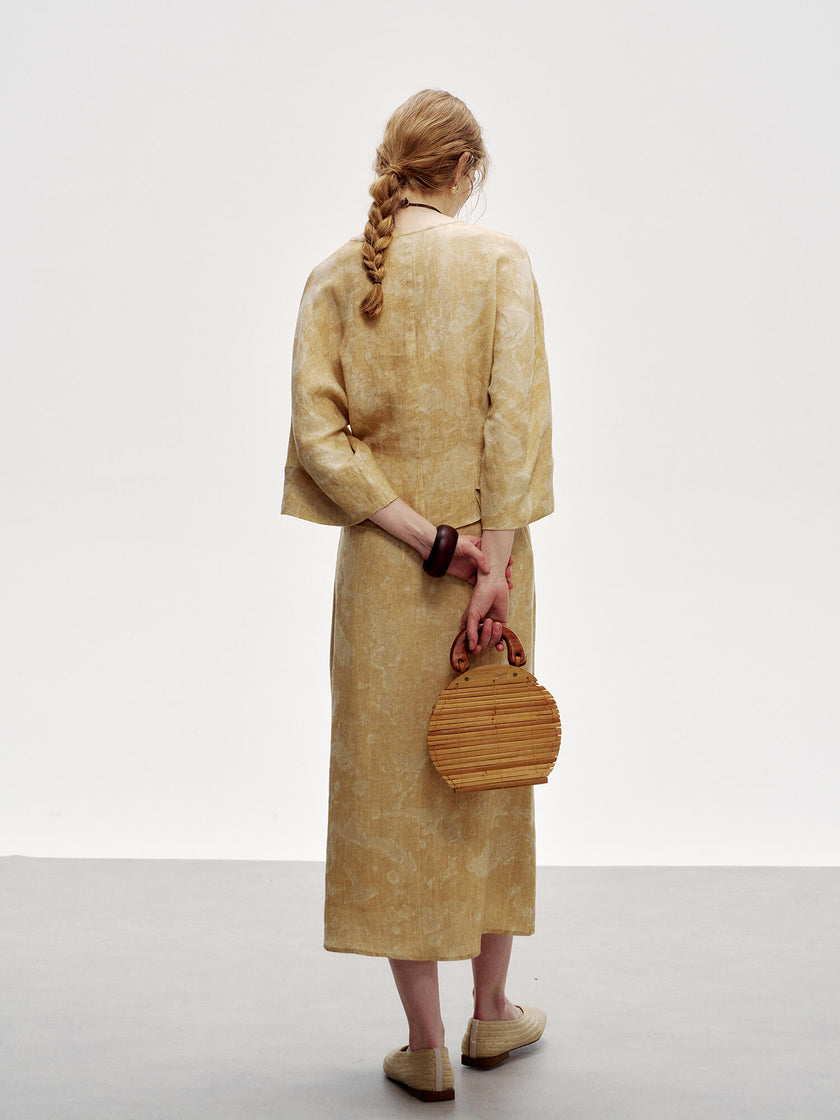 Ink-dyed_Three-quarter_Sleeve_Ramie_Top_and_Split_Skirt_Set_3