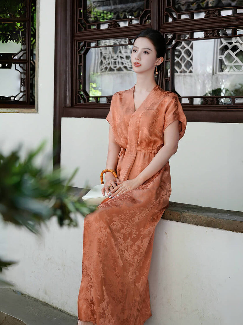 Jacquard_Crossover_Neck_Split_One-Piece_Wrap_Dress_3