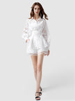 Jacquard_Hollow_Bow_Belt_Shirt_and_Mesh_Pocket_Shorts_Set_1