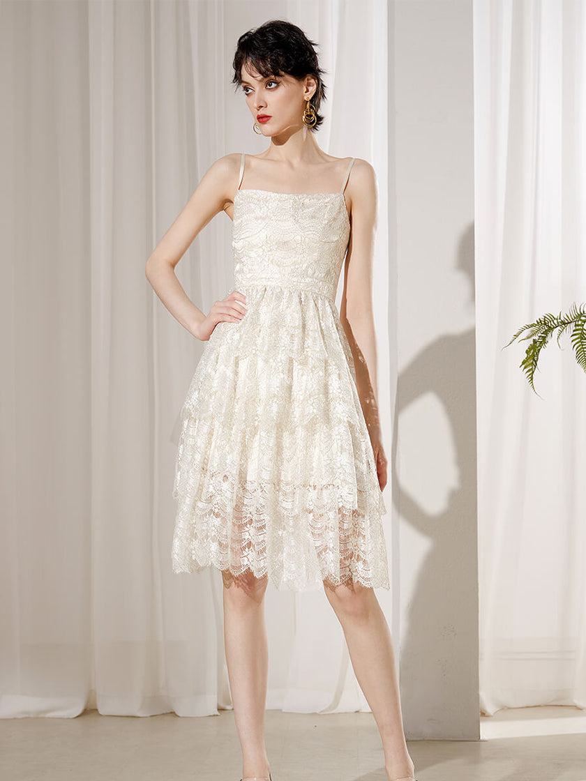 Lace_Spaghetti_Straps_Dress_and_Lapel_Crop_Top_Two-Piece_Set_6