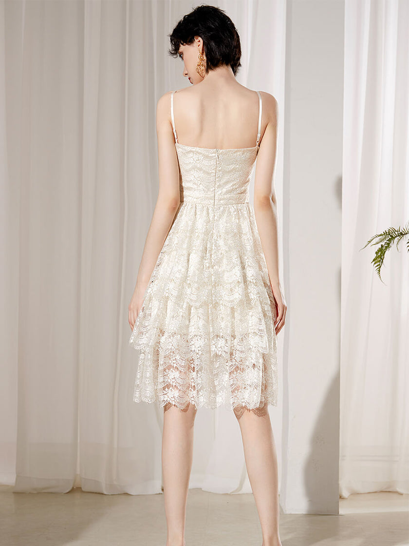 Lace_Spaghetti_Straps_Dress_and_Lapel_Crop_Top_Two-Piece_Set_7