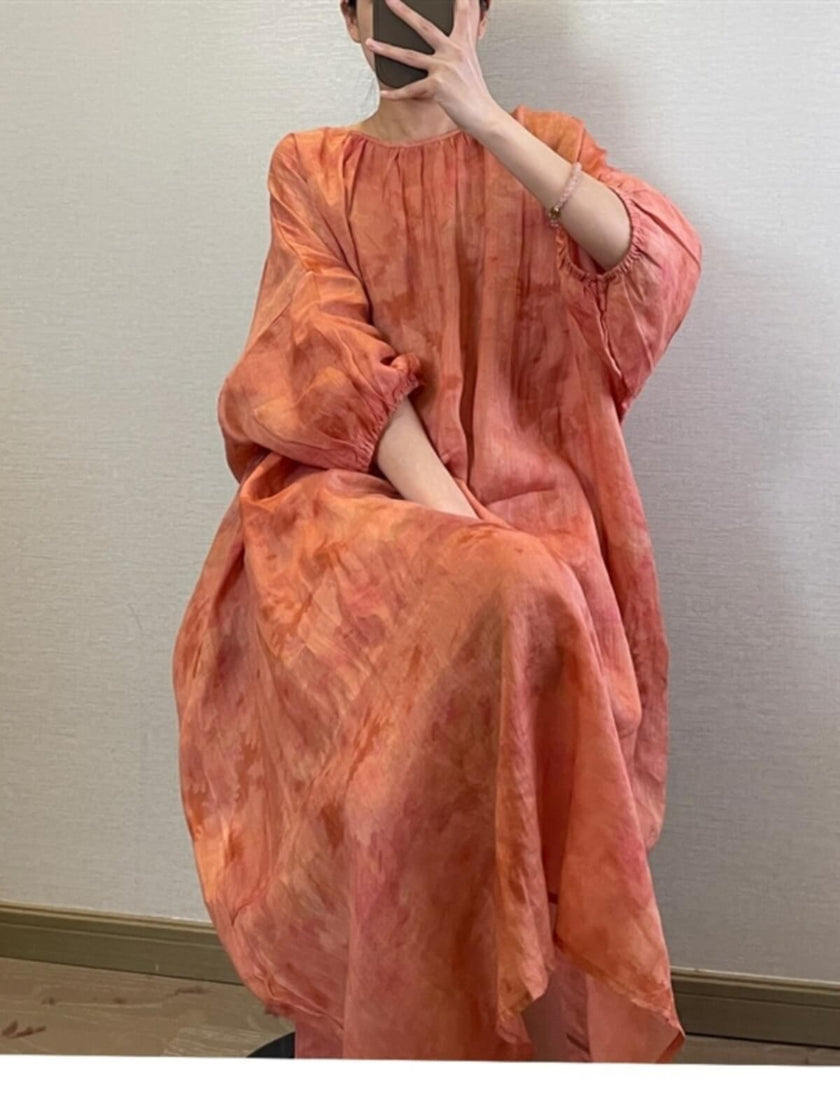 Lantern Sleeve Printed Maxi Dress_3