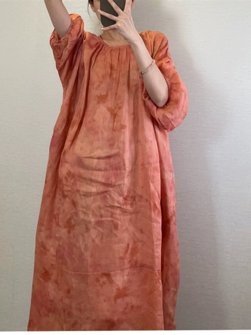 Lantern Sleeve Printed Maxi Dress_4