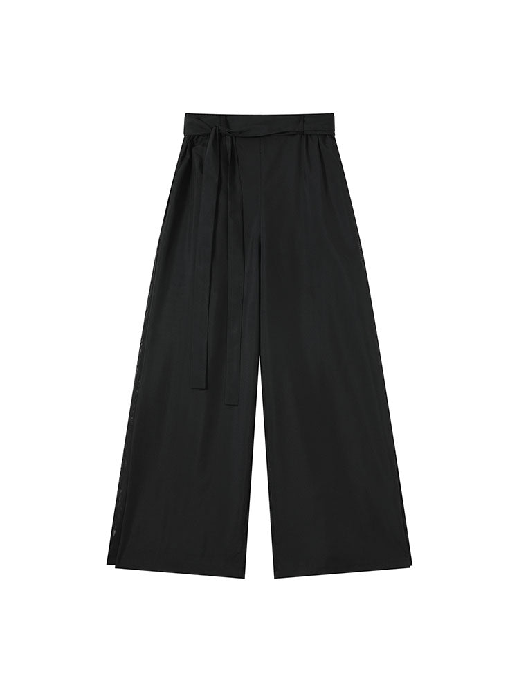 [LengShan] High-Waisted Side Split Wide Leg Pants