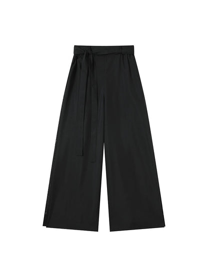 [LengShan] High-Waisted Side Split Wide Leg Pants