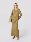 Long Sleeve Knitted T-shirt and Drawstring Elastic Waist Skirt Set_21