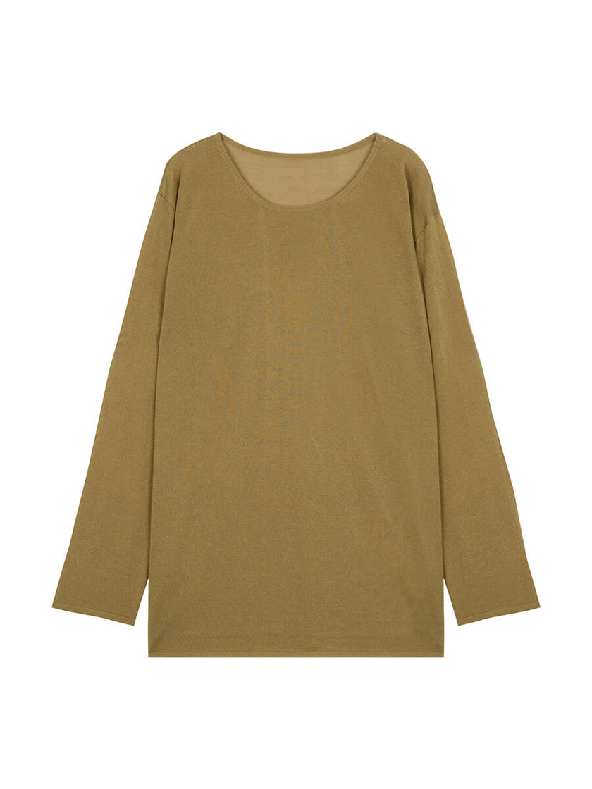 Long Sleeve Knitted T-shirt and Drawstring Elastic Waist Skirt Set_7