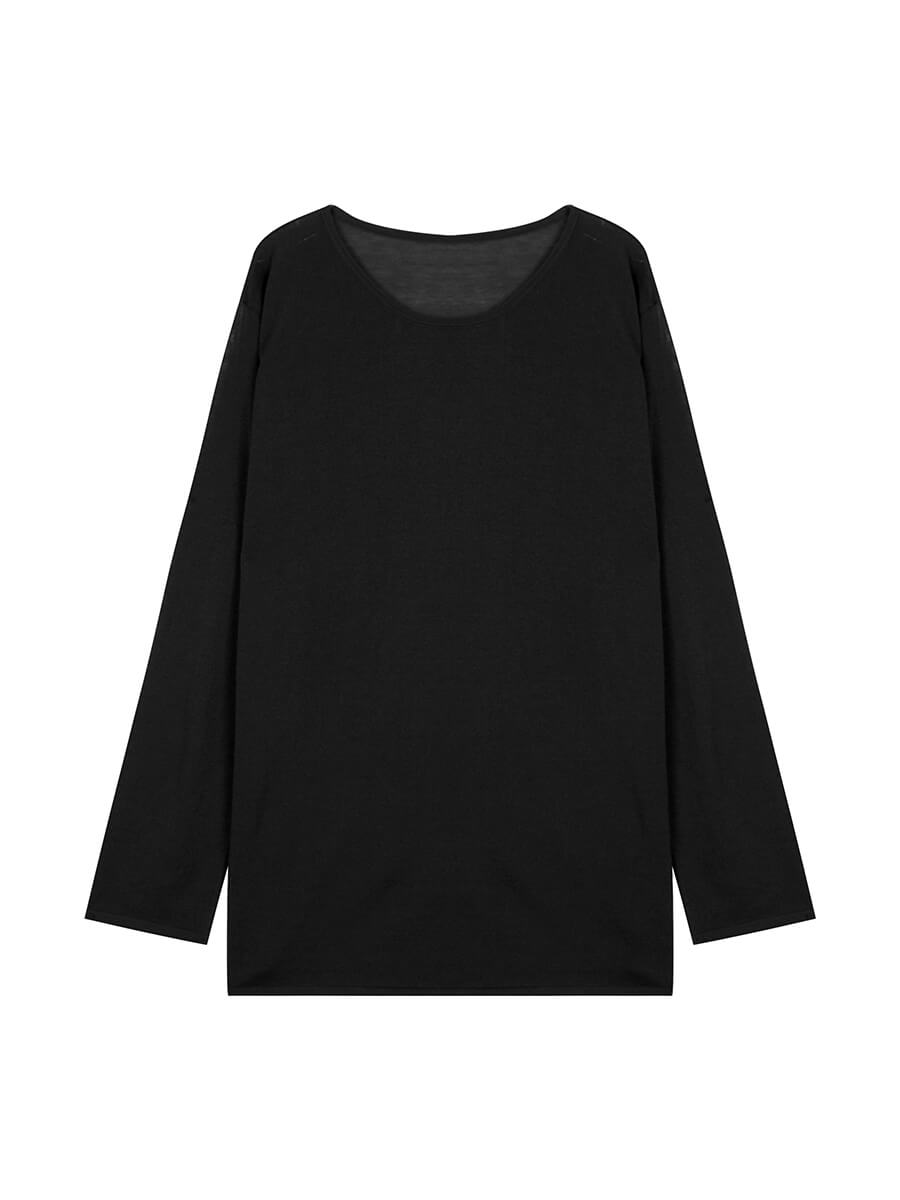 Long Sleeve Knitted T-shirt and Drawstring Elastic Waist Skirt Set_8