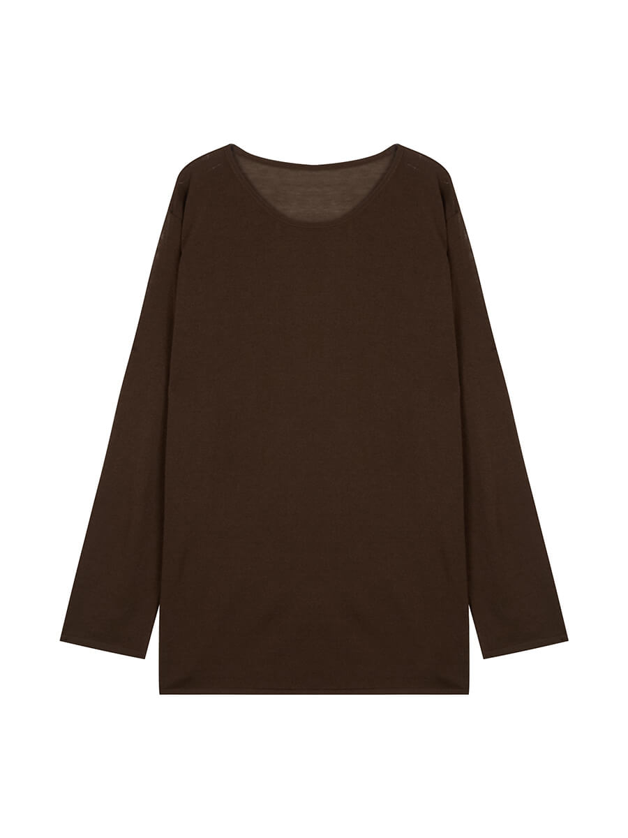 Long Sleeve Knitted T-shirt and Drawstring Elastic Waist Skirt Set_9