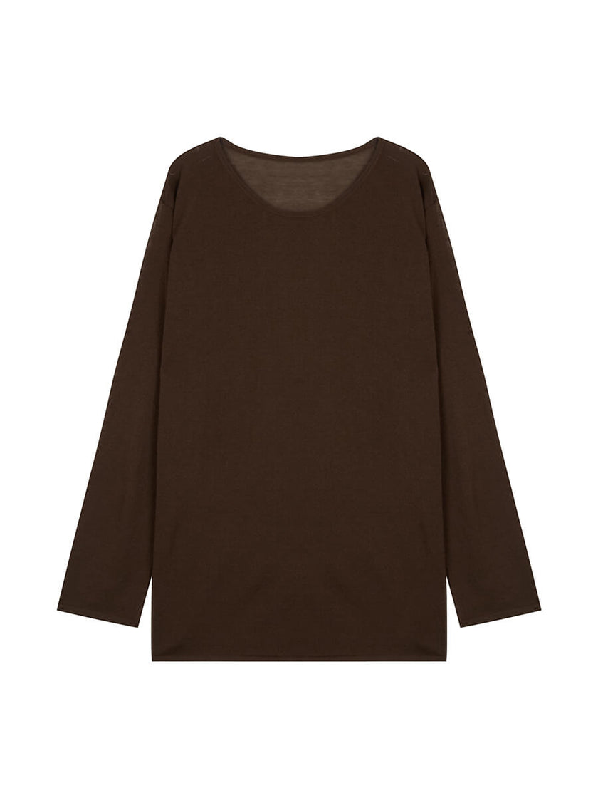 Long Sleeve Knitted T-shirt and Drawstring Elastic Waist Skirt Set_9