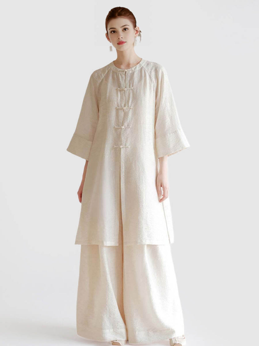 Round_Neck_Frog_Closure_Button_Mid-length_Top_and_Loose_Trousers_Set_30