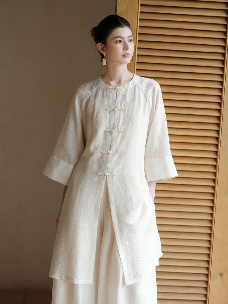 Round_Neck_Frog_Closure_Button_Mid-length_Top_and_Loose_Trousers_Set_5