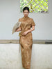 Round Neck Micro-pleated Print Drawstring Waist Dress 2