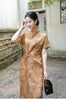Round Neck Micro-pleated Print Drawstring Waist Dress 7