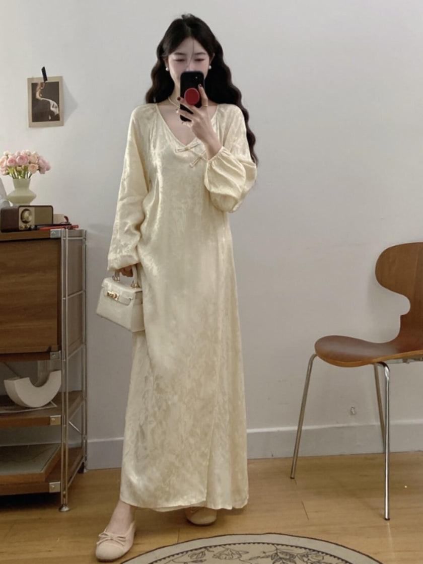 Satin_Frog_Closure_Button_High_Split_Dress_1