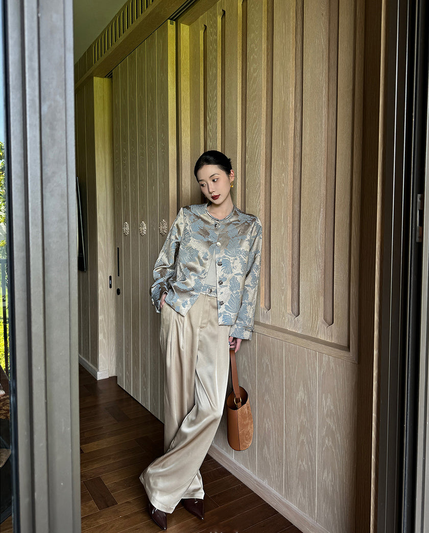 Short_Round_Neck_H-shaped_Jacket_With_Wide-leg_Pants_Set_1