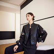 Short Vintage Stand Collar Jacquard Button Stitching Leather Jacket 7