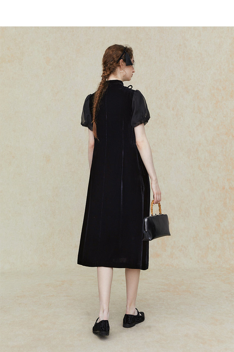 Side_Drawstring_Silk_Puff_Sleeve_Cheongsam_Dress_4