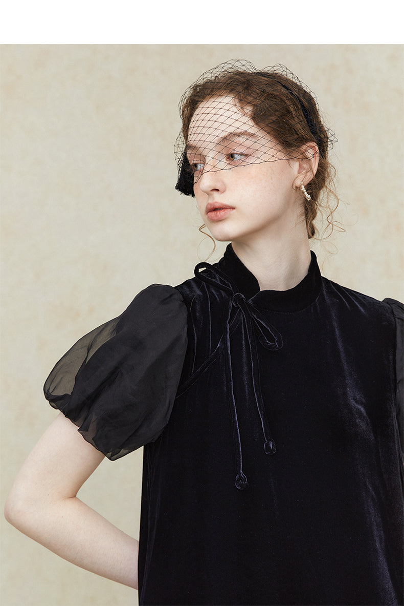 Side_Drawstring_Silk_Puff_Sleeve_Cheongsam_Dress_5