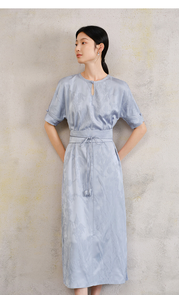 Side_Split_Elegant_Floral_Dress_with_Belt_7