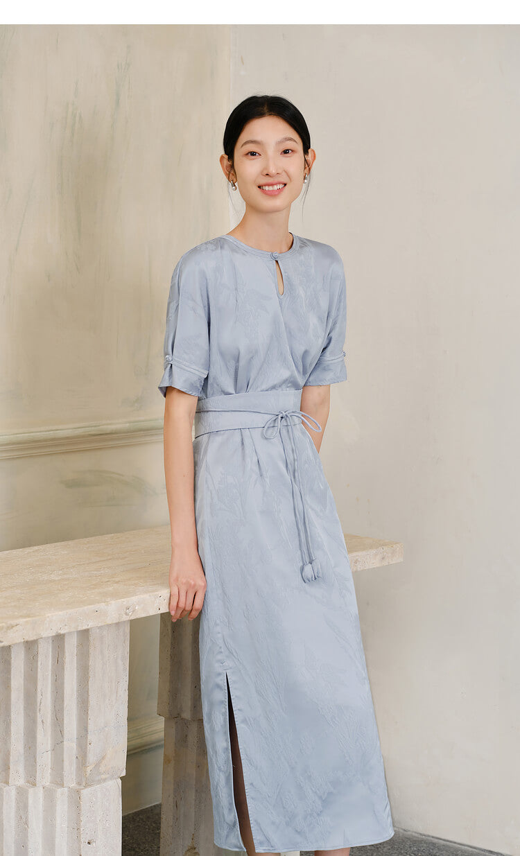 Side_Split_Elegant_Floral_Dress_with_Belt_8