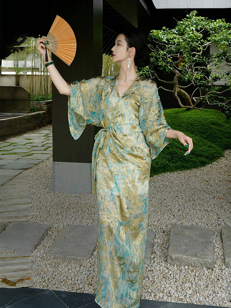 Silk_Burn-out_Pleated_Lace_Up_Maxi_Dress_1