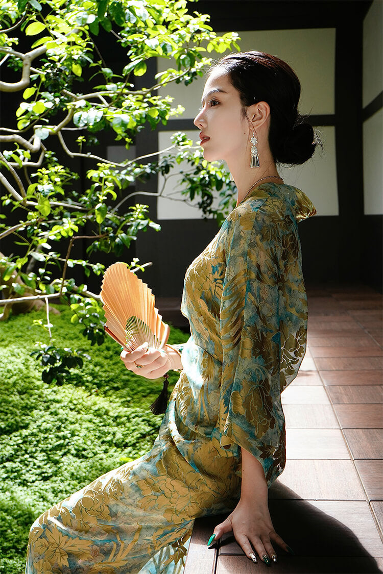 Silk_Burn-out_Pleated_Lace_Up_Maxi_Dress_5