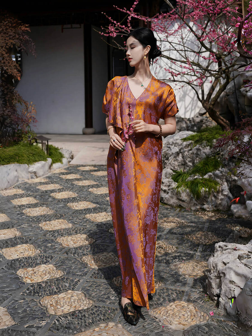 Silk_Jacquard_Raglan_Sleeve_Convertible_Maxi_Dress_2